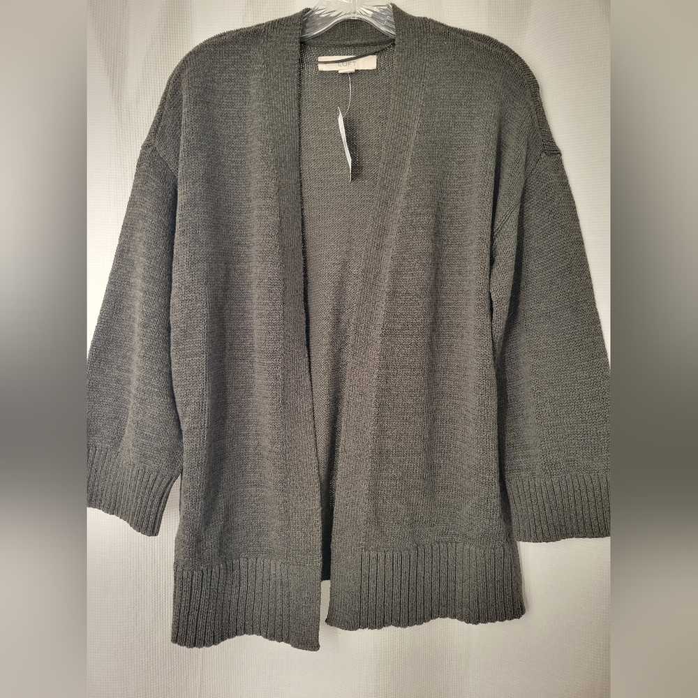 Loft medium olive green cardigan sweater